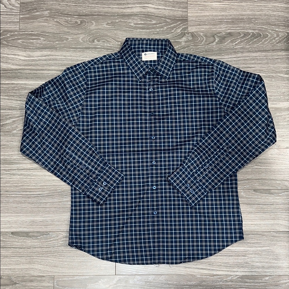 Sperry Men's Blue Plaid Button Down Shirt